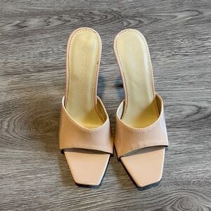 Wild Diva Pink Patent Square-Toe Slide Mules